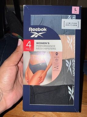 Reebok Women's Performance Mesh Hipster 4-Pack - Black, Gray & Peach